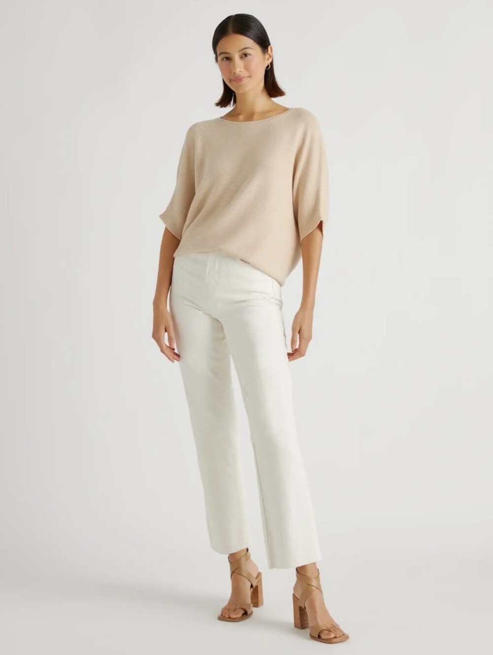 Quince Lightweight Cotton Cashmere Link-Stitch Dolman Sweater - Picture 2 of 9